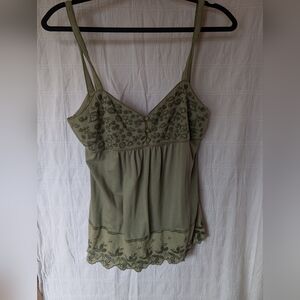 Floral Embroidered Green Women's Top